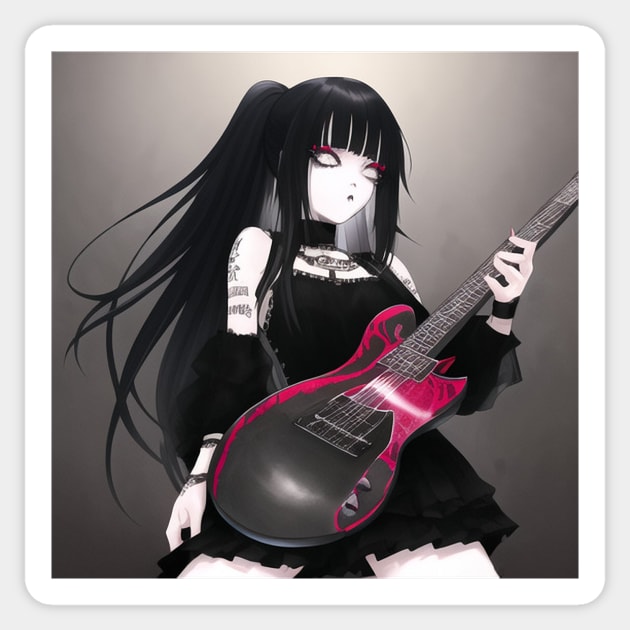 rock girl guitar lover Sticker by animegirlnft